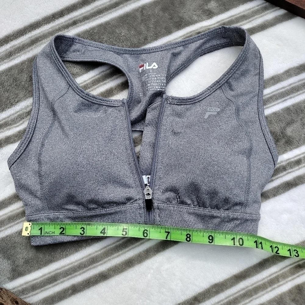 Fila XS sports bra zipper gray activewear extra small